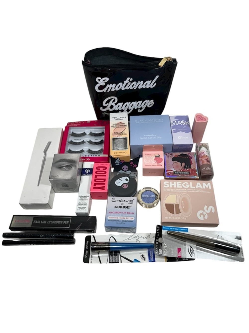 Lolo Makeup Bag Eyeliner Blush Lipstick Brow Gel Contour Eyeshadow Lash Bundle